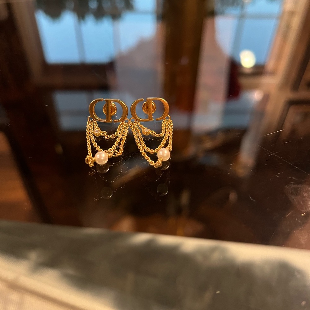 Christian Dior Gold Petit CD Earrings
